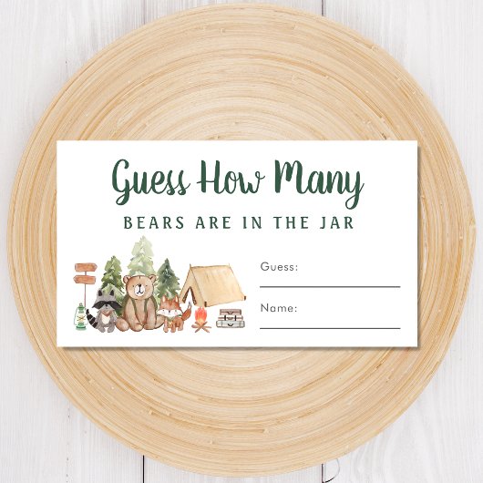 Raten Sie mal, wie viele Bären Woodland Baby Showe Begleitkarte
