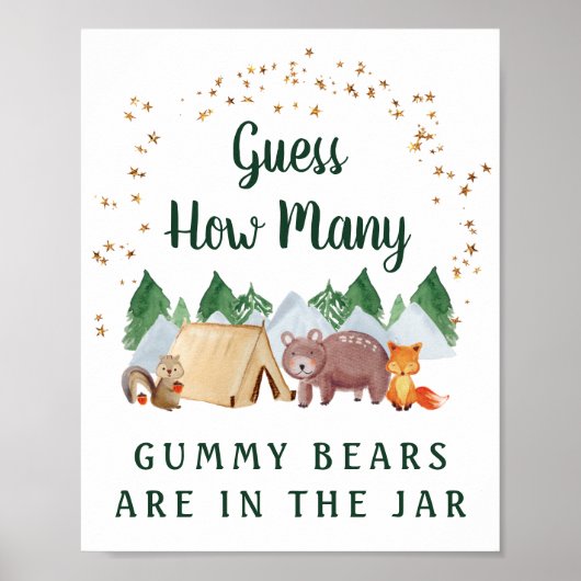 Raten Sie mal, wie viele Bären Woodland Baby Showe Poster (Vorne)