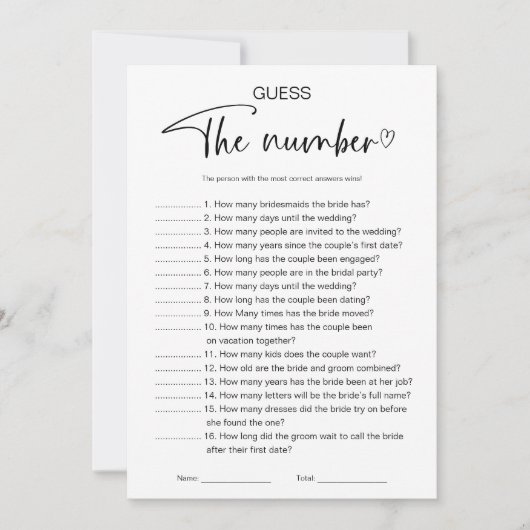 Raten Sie mal, wie viele Brautpartys gespielt werd Einladung (Vorderseite)