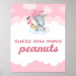 Raten Sie mal, wie viele Erdnüsse rosa Elephant Ba Poster