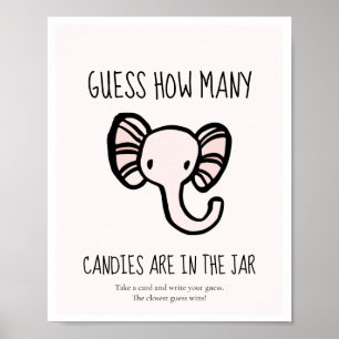 Raten Sie mal, wie viele Niedliche rosa Elefanten Poster