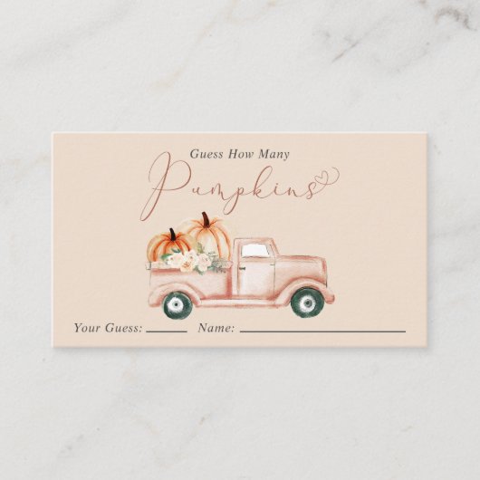 Raten Sie mal, wie viele Pumpkins Baby Showspiele Begleitkarte (Vorderseite)