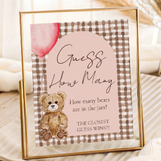 Raten Sie mal, wie viele Teddy Bear Baby Showspiel Poster