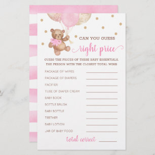 Raten Sie richtig Preis Spiel Baby Dusche Teddy Be