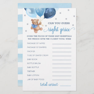 Raten Sie richtig Preis Spiel Baby Dusche Teddy Be