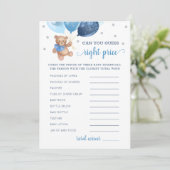 Raten Sie richtig Preis Spiel Baby Dusche Teddy Be Einladung (Stehend Vorderseite)