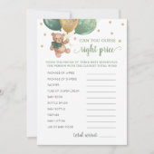 Raten Sie richtig Preis Spiel Baby Dusche Teddy Be Einladung (Vorderseite)