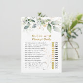 Raten Sie, wer Baby Dusche Spiel Blumengrün Invita Einladung (Stehend Vorderseite)