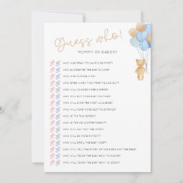 Raten Sie, wer die Baby Shower Game Card herunterl Einladung