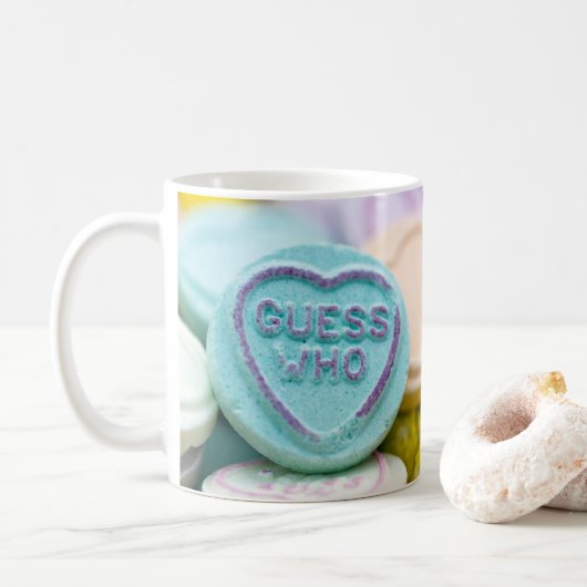 "Raten Sie, wer die Liebe Herz Süßigkeiten Tasse (Mit Donut)