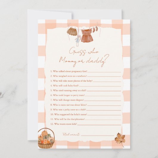 Raten Sie, wer Mama oder Papa-Baby-Dusche in der L Einladung (Vorderseite)