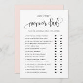 Raten Sie, wer Mama oder Vater Black Script Baby S Einladung (Vorne/Hinten)