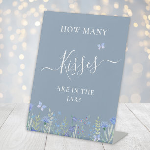 Raten Sie, wie viele Kisses Blue Brautparty Sockelschild
