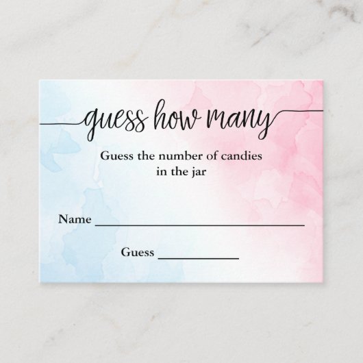 Raten Sie, wie viele Pink & Blue Wasserfarbenkarte Begleitkarte (Vorderseite)