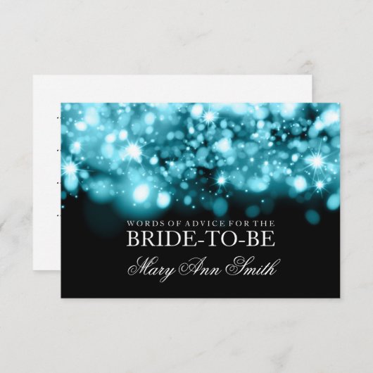 Ratenkarte Brautparty Turq Funkelleuchten Einladung (Vorne/Hinten)