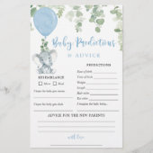 Ratenkarte für Baby-Vorhersagen Elephant-blauer Ba (Vorderseite)