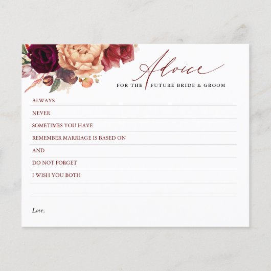 Ratenkarte für Burgund Red Orange Fall Blume (Vorderseite)