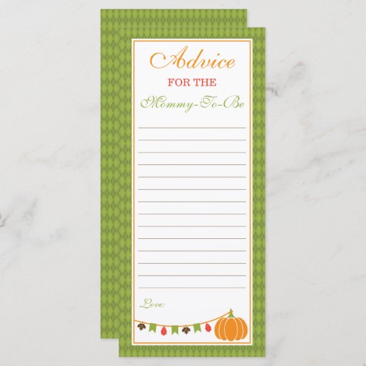 Ratenkarte für Mama-zu-be, Kleiner Kürbis (Vorne/Hinten)