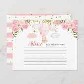 Ratenkarte Rosa Heißluftballon Tiere Dschungel Begleitkarte (Vorne/Hinten)