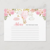 Ratenkarte Rosa Heißluftballon Tiere Dschungel Begleitkarte (Vorderseite)