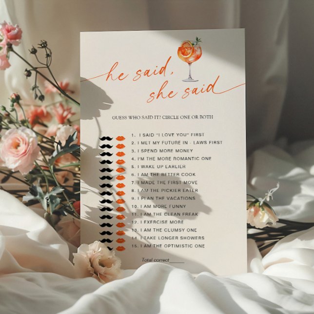 Ratess, wer sagte es Aperol Spritz Brautparty Game (Von Creator hochgeladen)