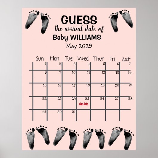 Ratet den Fälligkeitszeitkalender mit Footprints P Poster (Vorne)