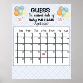 Ratet Due Date Calendar Baby Balloons Poster (Vorne)