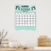 Ratet Due Date Calendar Baby Footprints Poster (Küche)