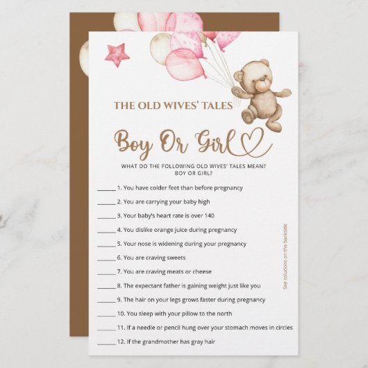 Ratet, Junge oder Mädels Teddy Bär Babydusche (Vorne/Hinten)