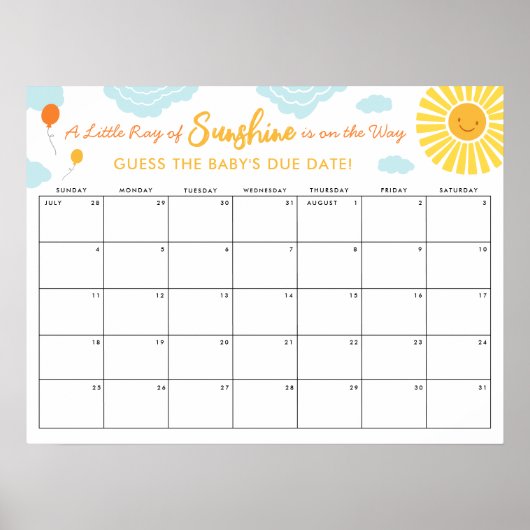 Ratet mal, das Baby Due Sign Date Kleine Ray Sunsh Poster (Vorne)