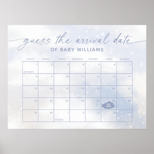 Ratet mal, der Anreisedatum Kalender Cloud 9 Poste Poster (Vorne)