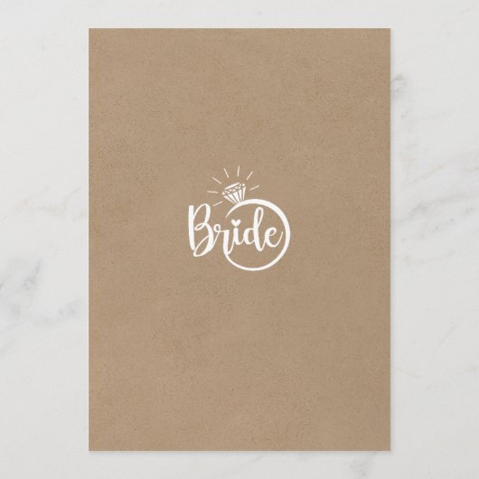 Ratet mal, die Braut sei eine Kleidungskarte Einladung (Rückseite)