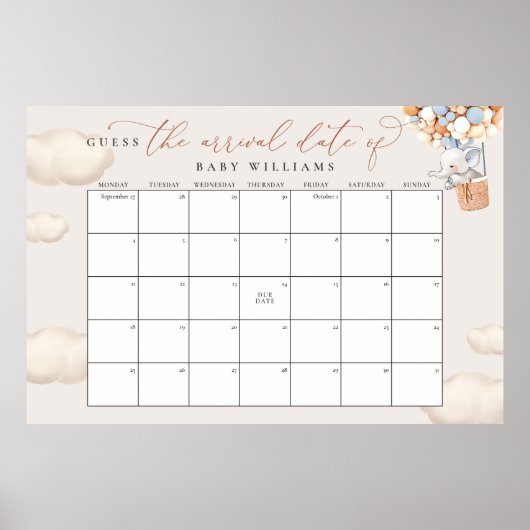 Ratet mal, wann der Terminkalender für Elephant Po Poster (Vorne)