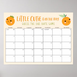 Ratet mal, wann die Orange Little Süsse Baby Dusch Poster