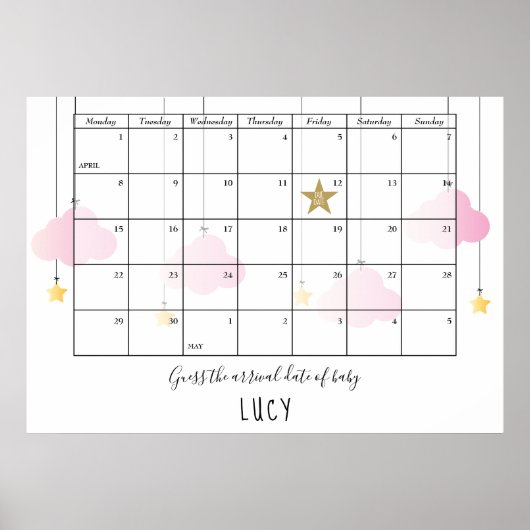 Ratet mal, wann Wolken das Baby Shower Game ersche Poster (Vorne)