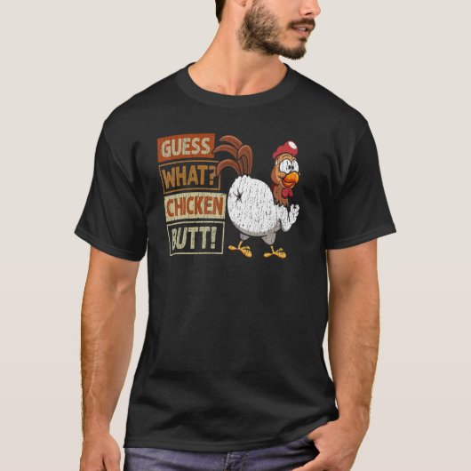 Ratet mal, was Chicken Hintern Hühnerjoch Retro Vi T-Shirt (Vorderseite)
