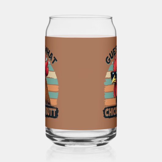 Ratet mal, was Hühnchen Hintern Funny Retro Rooste Dosenglas (Links)