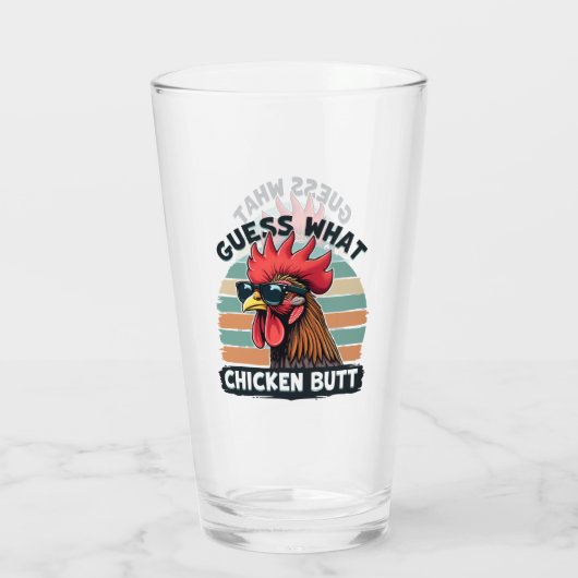 Ratet mal, was Hühnchen Hintern Funny Retro Rooste Glas (Rückseite)