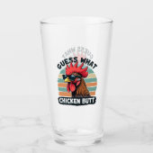 Ratet mal, was Hühnchen Hintern Funny Retro Rooste Glas (Vorderseite)