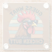 Ratet mal, was Hühnchen Hintern Funny Retro Rooste Glasuntersetzer (Rückseite)