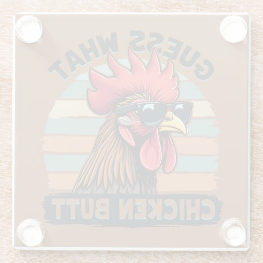 Ratet mal, was Hühnchen Hintern Funny Retro Rooste Glasuntersetzer (Rückseite)