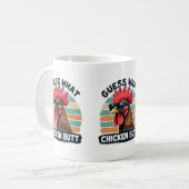 Ratet mal, was Hühnchen Hintern Funny Retro Rooste Kaffeetasse (Vorderseite Links)