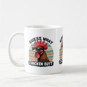Ratet mal, was Hühnchen Hintern Funny Retro Rooste Kaffeetasse (Links)