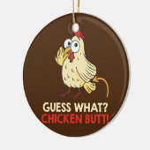 Ratet mal, was Hühner-Hintern-Bauer Keramik Ornament (Links)