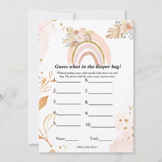 Ratet mal, was in der Windelbeutel Babyduschkarte Ankündigung (Vorderseite)