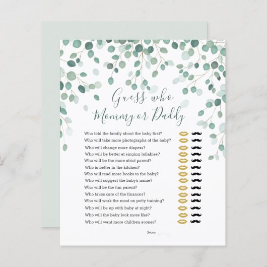 Ratet mal, wer Baby Duwer Game Eukalyptus Blätter (Vorne/Hinten)