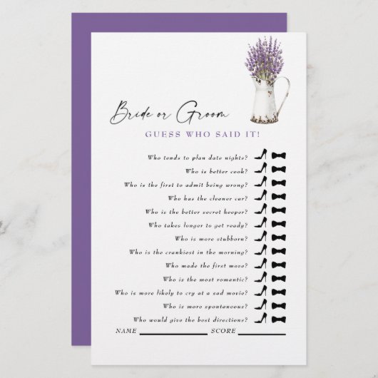 Ratet mal, wer das gesagt hat? Lavendel Rustikales (Vorne/Hinten)