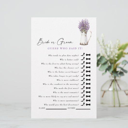 Ratet mal, wer das gesagt hat? Lavendel Rustikales (Stehend Vorderseite)