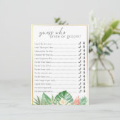 Ratet mal, wer das Tropische Brautparty gesagt hat Begleitkarte (Stehend Vorderseite)