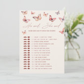 Ratet mal, wer es gesagt hat Boho Butterfly Brautp Einladung (Stehend Vorderseite)